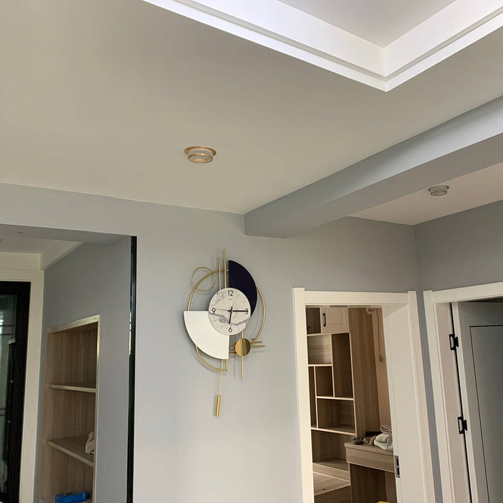 Horizon Mute Metal Wall Clock with Gold Pendulum