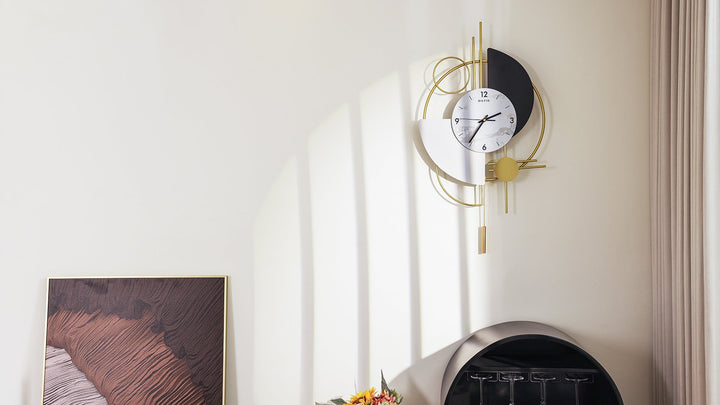 Horizon Mute Metal Wall Clock with Gold Pendulum