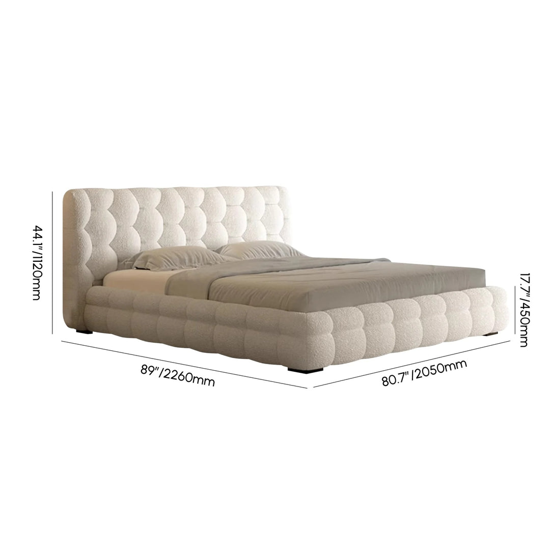White Boucle Super King Size Ottoman Bed Frame