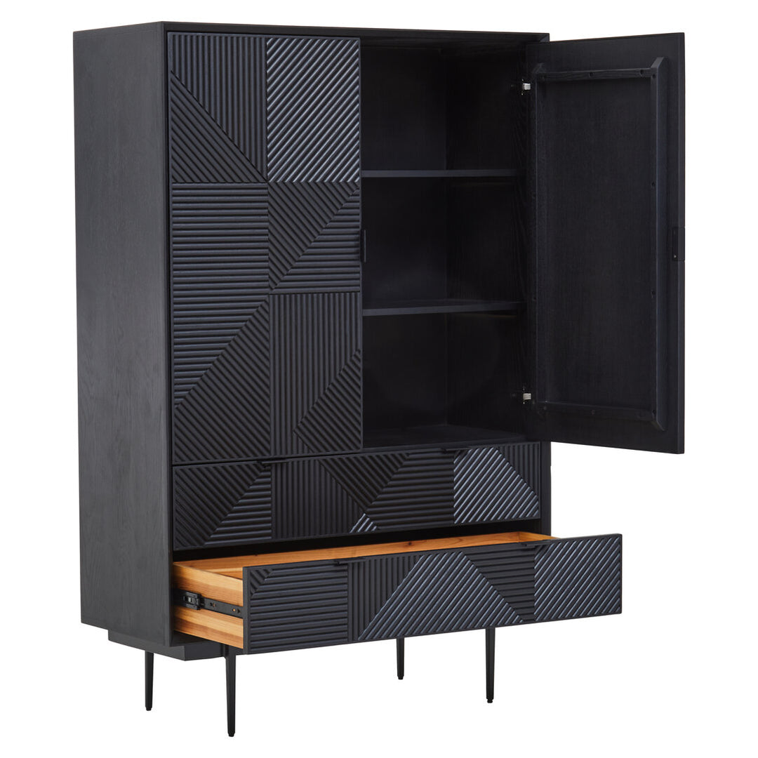 Swallow Black Finish Wooden Cabinet