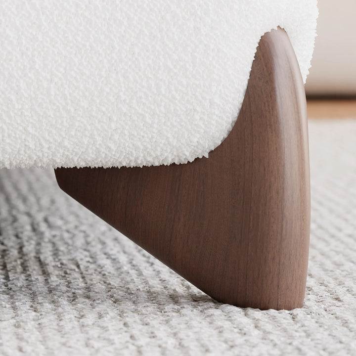 Curve Boucle Upholstered Platform Bed with Walnut Legs