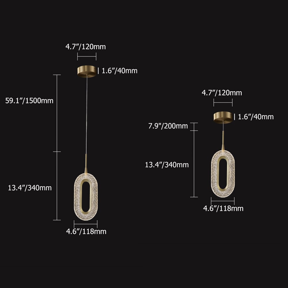 Gold Ovated Pendant Light 1-Light LED Lighting