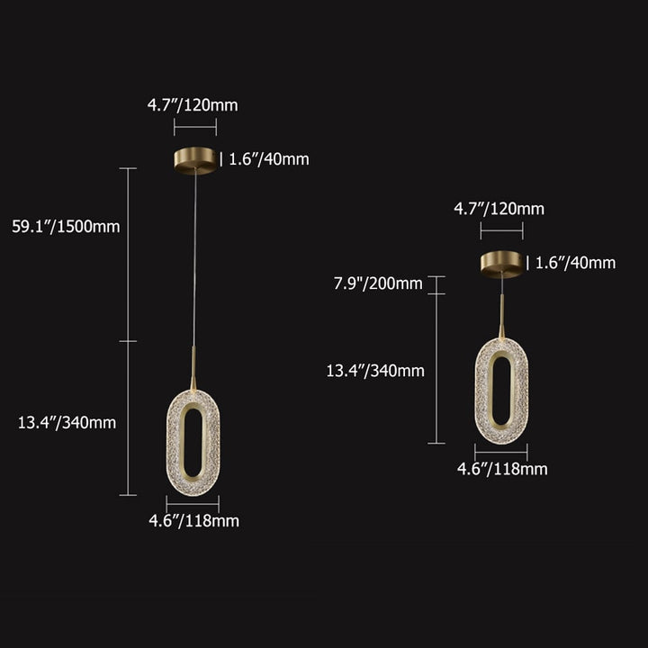 Gold Ovated Pendant Light 1-Light LED Lighting