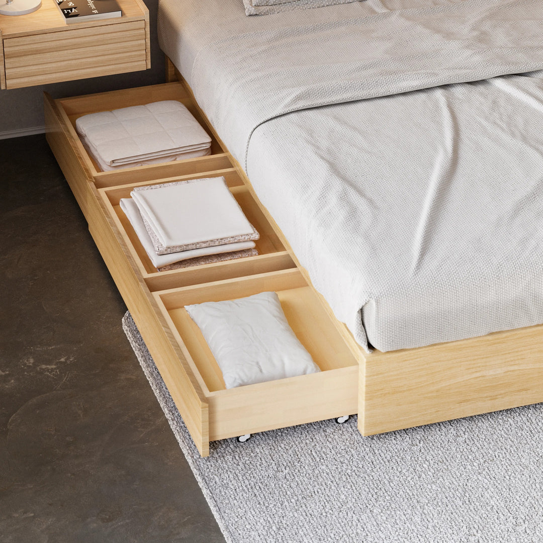 Japan Super King Size Natural Bed Frame with Storage