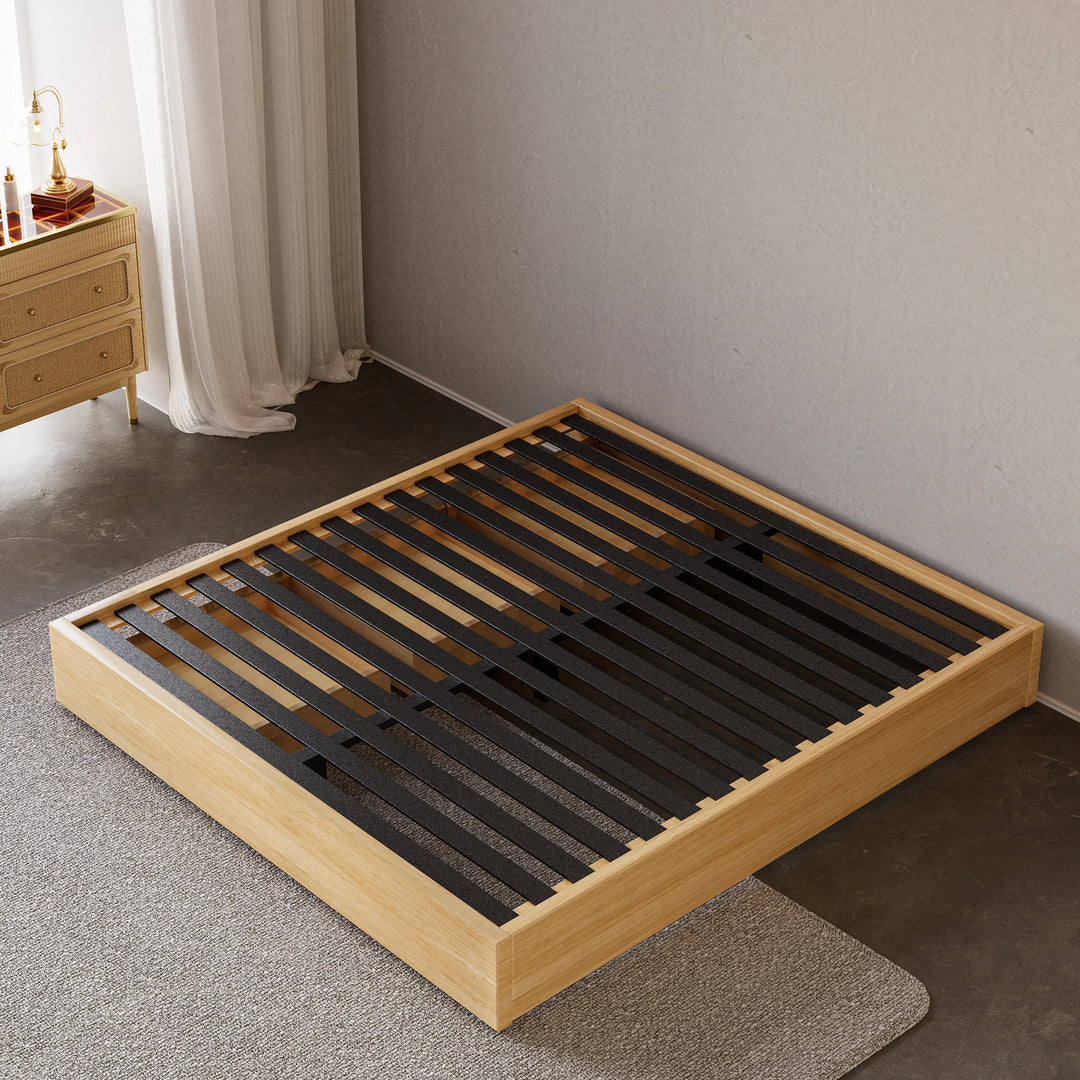 Japan Super King Size Natural Bed Frame with Storage
