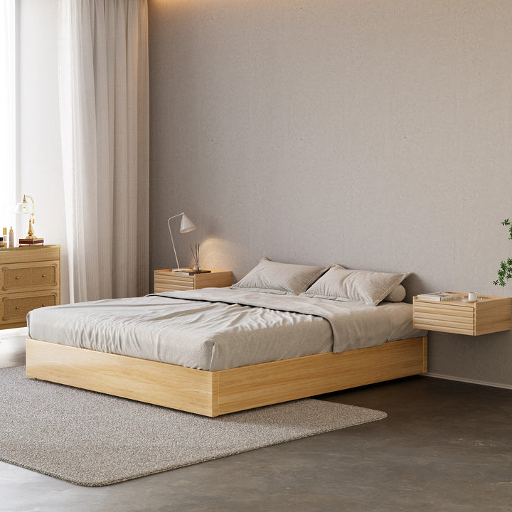 Japan Super King Size Natural Bed Frame with Storage