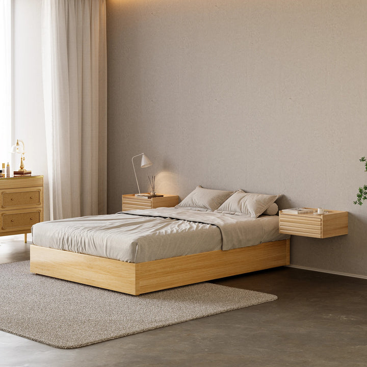 Japan King Size Natural Bed Frame with Storage