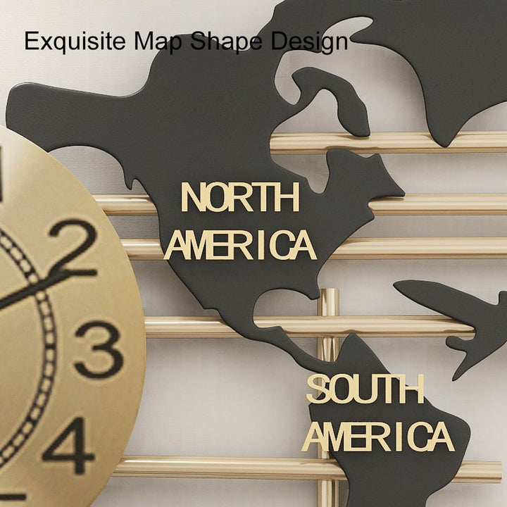 World Map Large Metal Wall Clock Decor_960mm