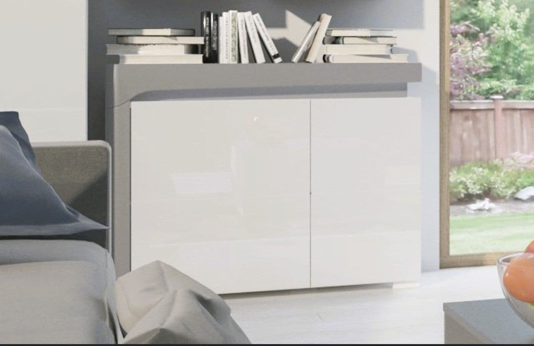Orchid Grey And White Gloss 2 Door Small Sideboard With Lights - 3169