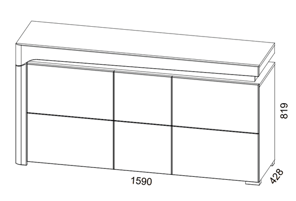 Orchid Grey and White Gloss 3 Door Sideboard With Lights
