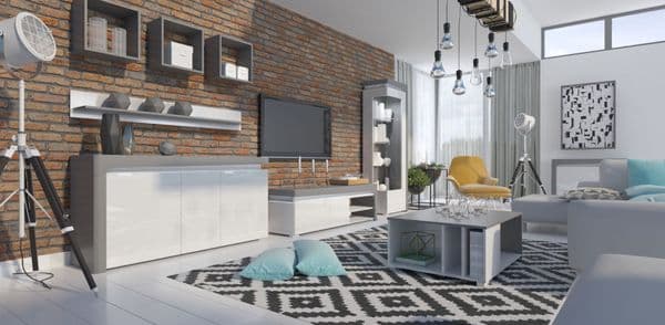 Orchid Grey and White Gloss 3 Door Sideboard With Lights