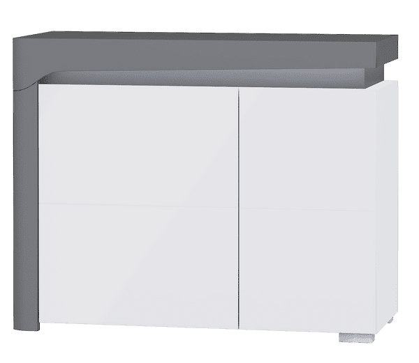 Orchid Grey And White Gloss 2 Door Small Sideboard With Lights - 3169