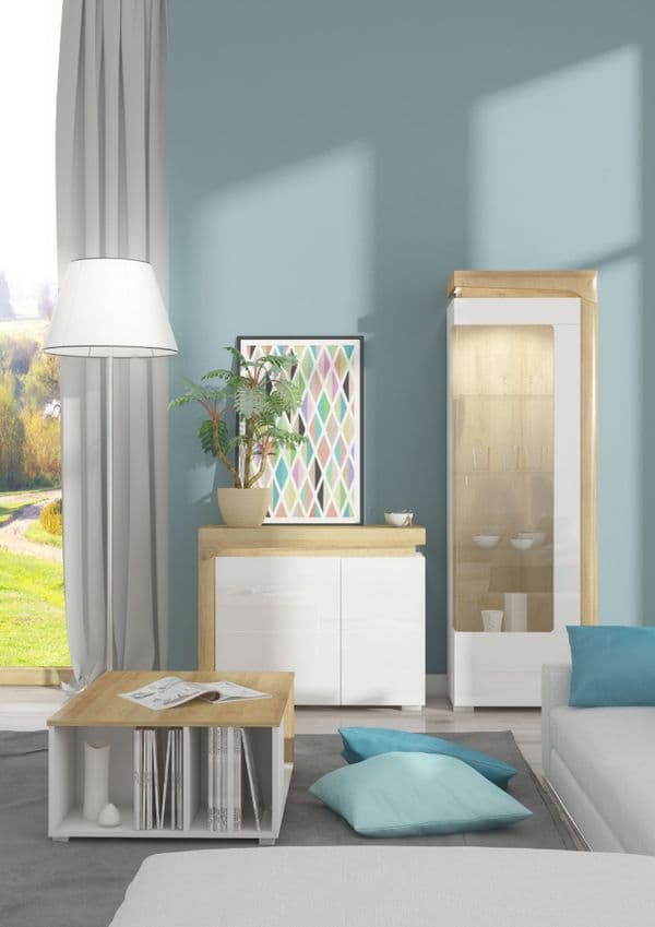 Iris Oak Effect And White Gloss 2 Door Small Sideboard