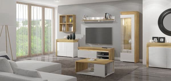 Iris Oak Effect And White Gloss 2 Door Small Sideboard
