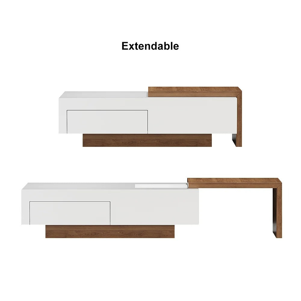 White & Walnut Extendable Rectangle Coffee Table