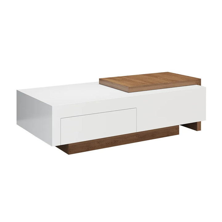 White & Walnut Extendable Rectangle Coffee Table