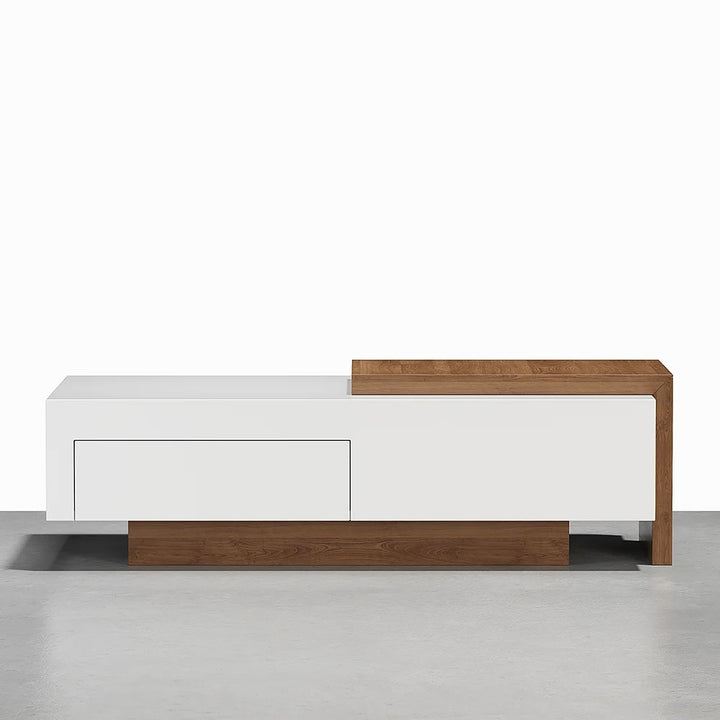 White & Walnut Extendable Rectangle Coffee Table