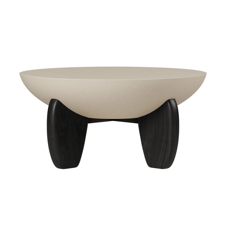 Concrete bowl Coffee Table with Wood Legs