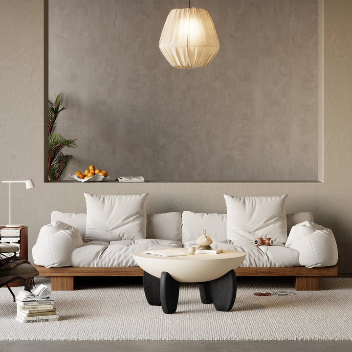 Concrete bowl Coffee Table with Wood Legs