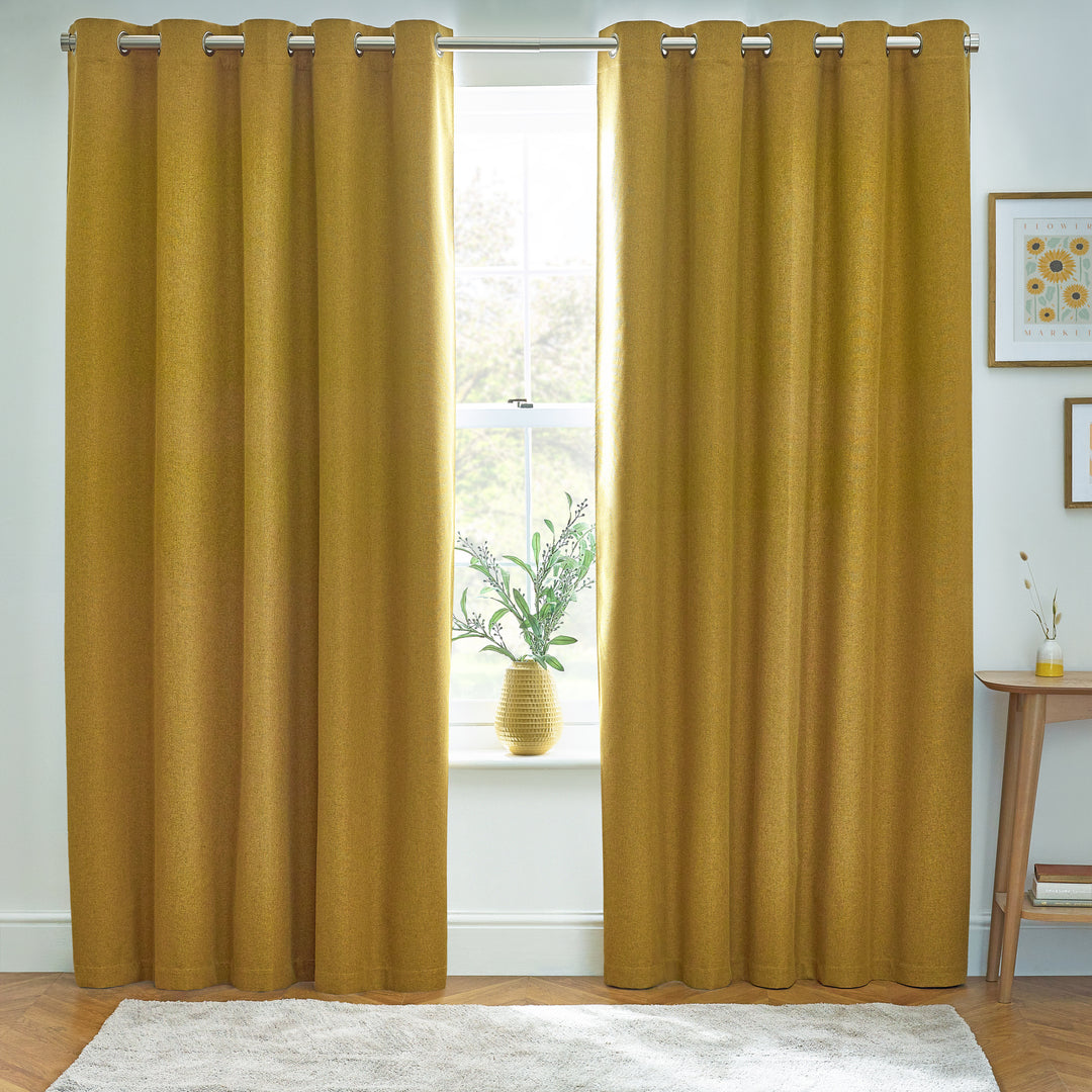 DAWN 117X183 EYELET CURTAIN MUSTARD
