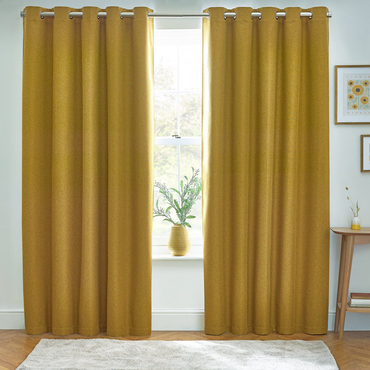 DAWN 117X183 EYELET CURTAIN MUSTARD