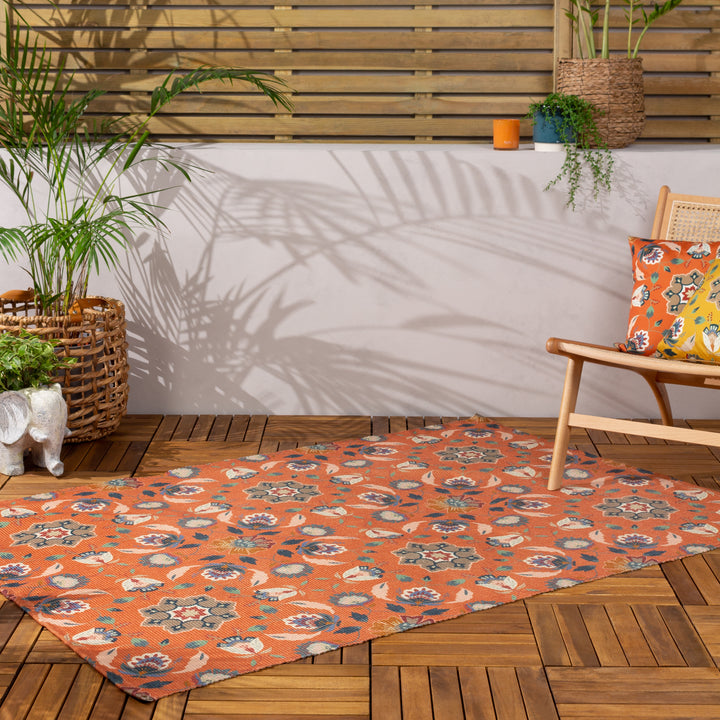FOLK FLORA 120X170 OUTDOOR RUG ORANGE