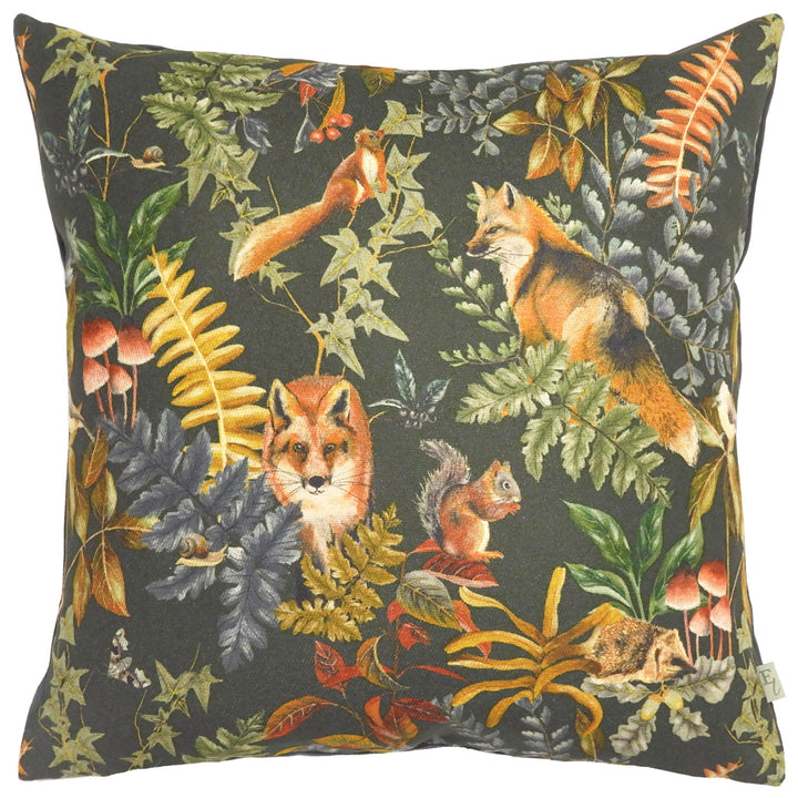 FOREST FOX REPEAT 43X43 CUSHION COVER GREY