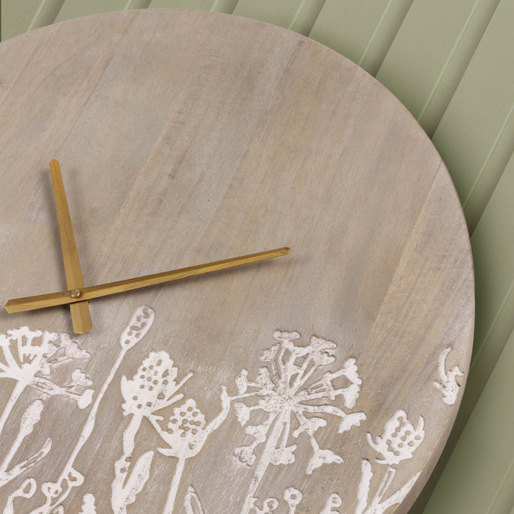 FLEUR ET FAUNE WOODEN CLOCK GREYWASH