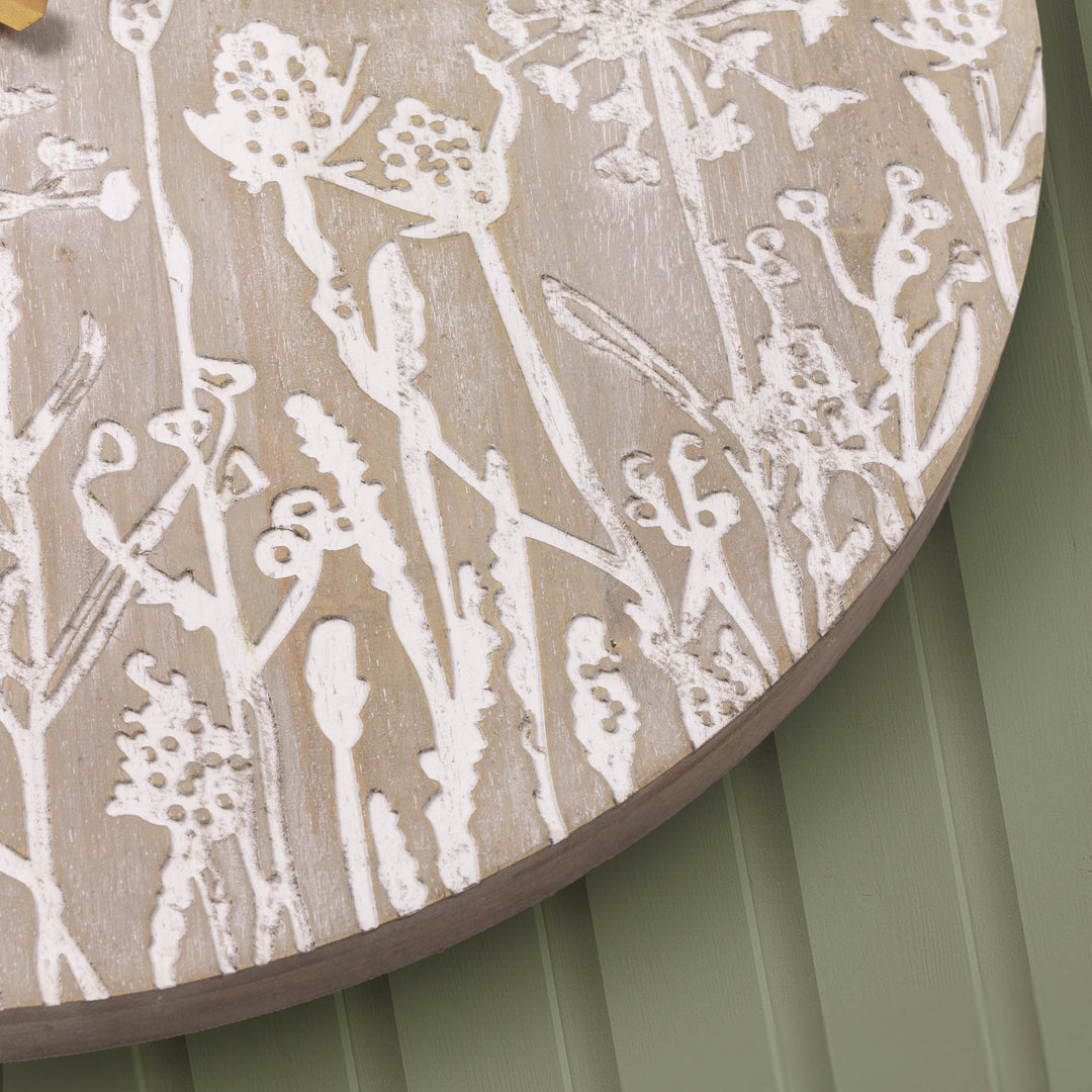 FLEUR ET FAUNE WOODEN CLOCK GREYWASH
