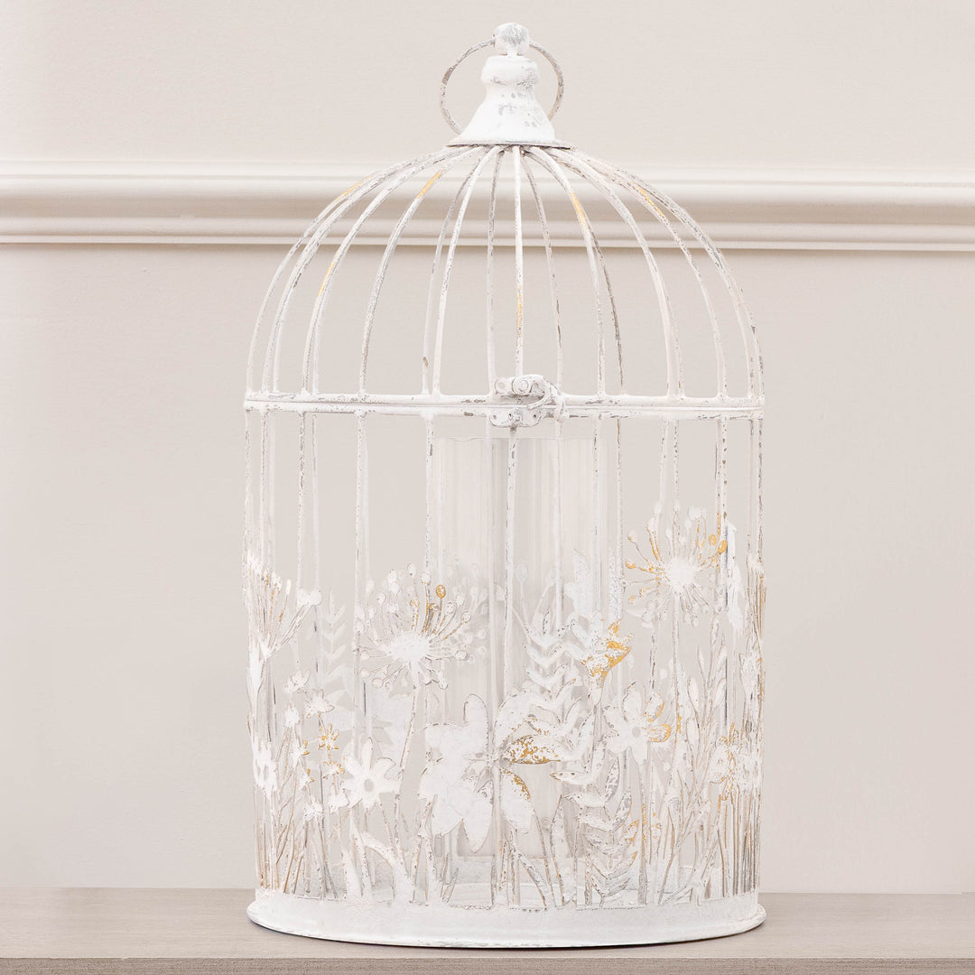 FLEUR ET FAUNE METAL LANTERN WHITE