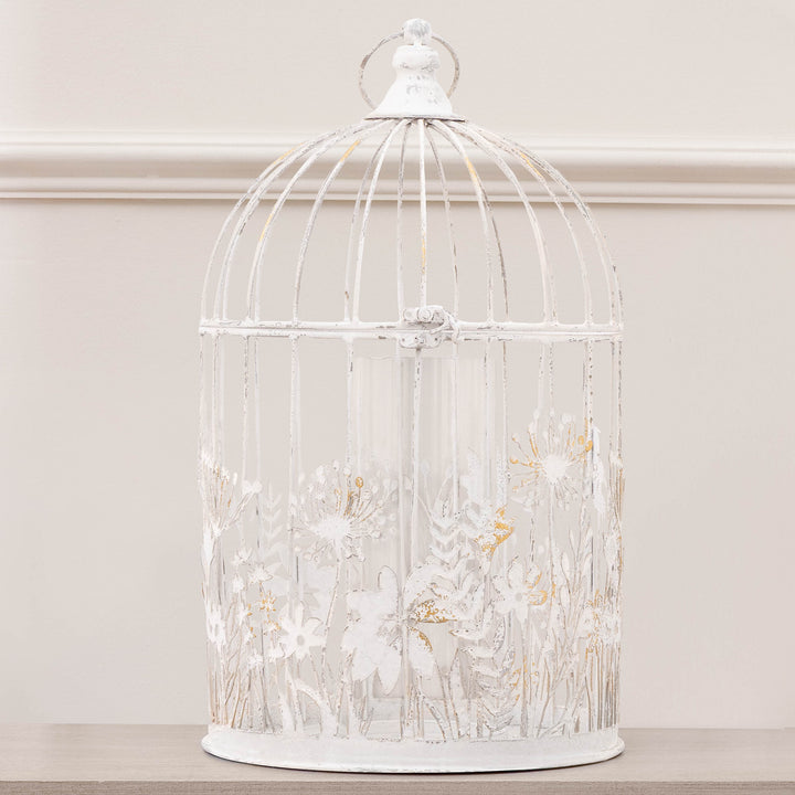 FLEUR ET FAUNE METAL LANTERN WHITE