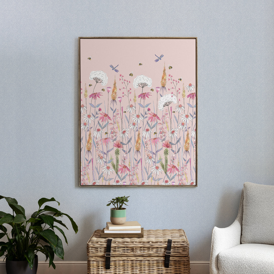 FRAMED CANVAS STONE HERMIONE BLUSH 143X114