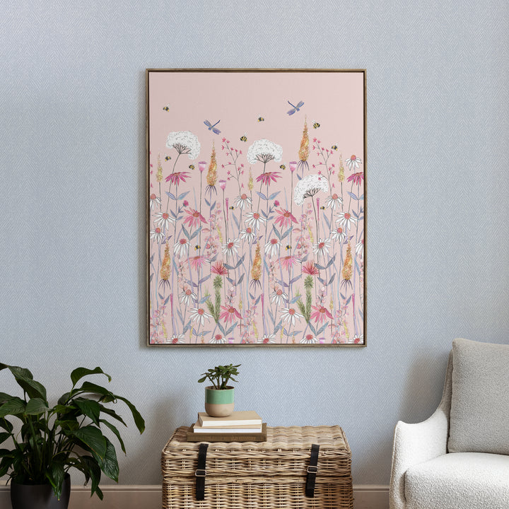 FRAMED CANVAS STONE HERMIONE BLUSH 143X114
