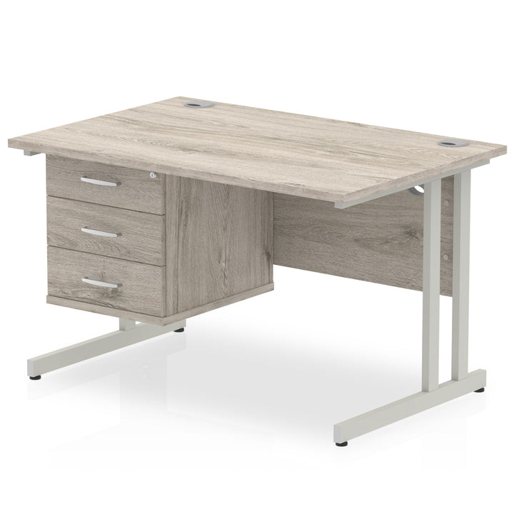 Impulse 1200mm Cantilever Straight Desk With Single Fixed Pedestal