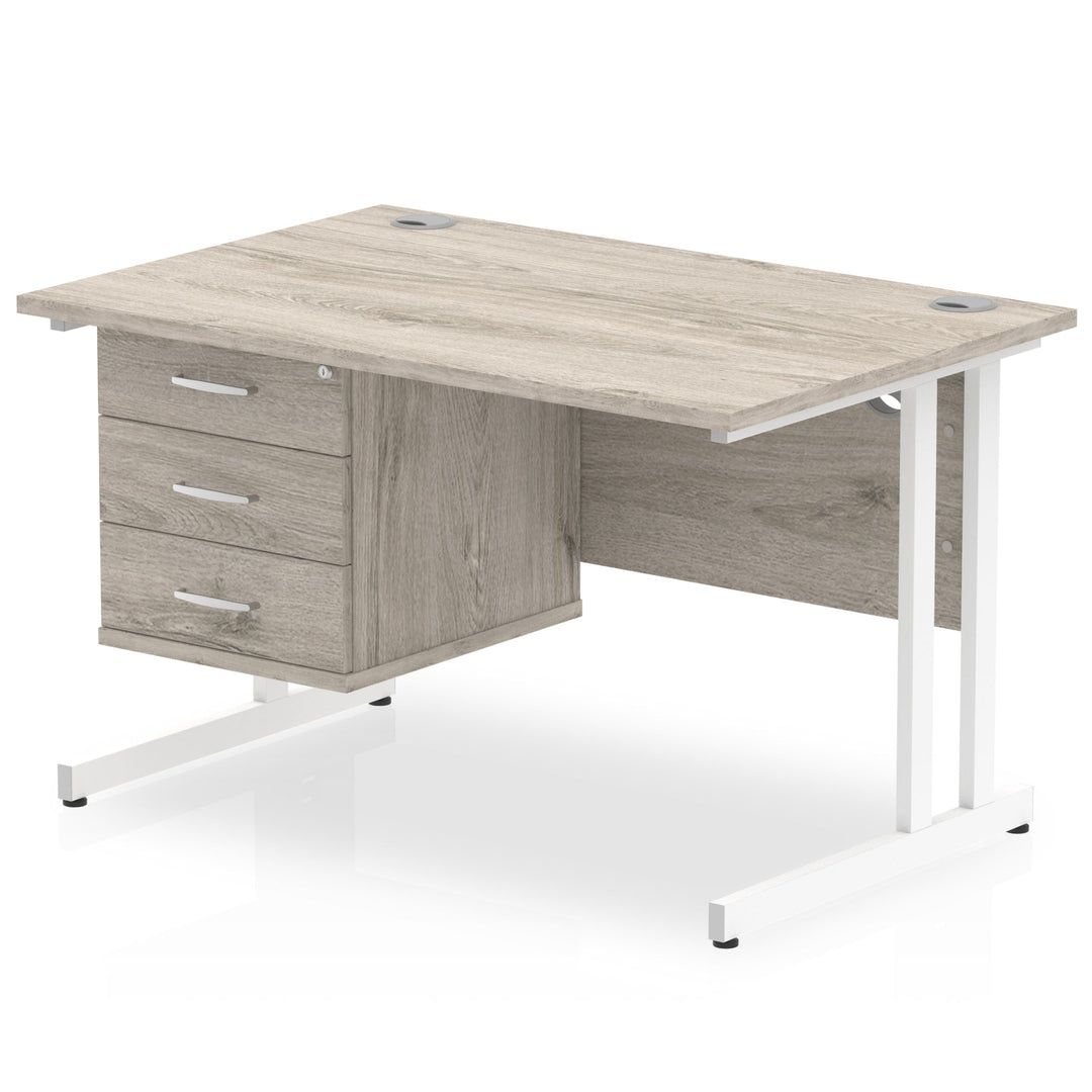 Impulse 1200mm Cantilever Straight Desk With Single Fixed Pedestal