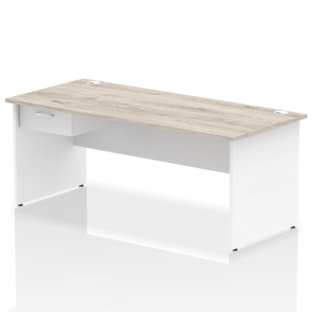 Impulse Panel End Straight Desk Frame With Single One Drawer Fixed Pedestal