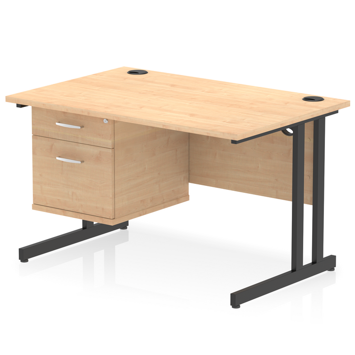 Impulse 1200mm Cantilever Straight Desk With Single Fixed Pedestal