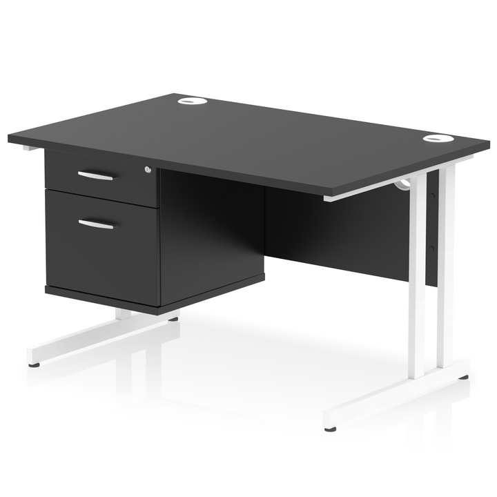 Impulse 1200mm Cantilever Straight Desk With Single Fixed Pedestal
