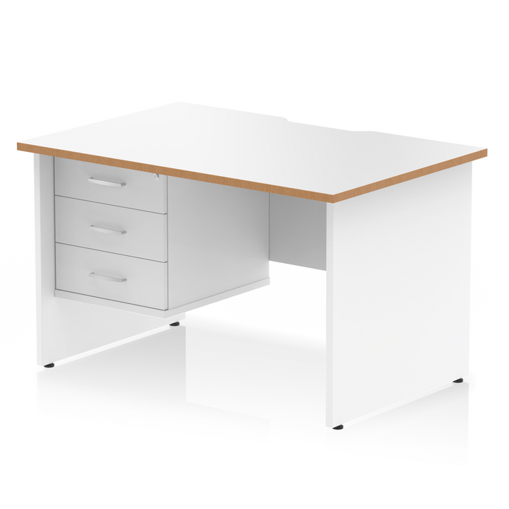 Impulse Scalloped Edge 1200mm Panel End Straight Desk With Single Fixed Pedestal