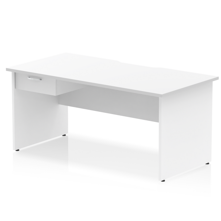 Impulse Scalloped Edge Panel End Straight Desk Frame With Single One Drawer Fixed Pedestal