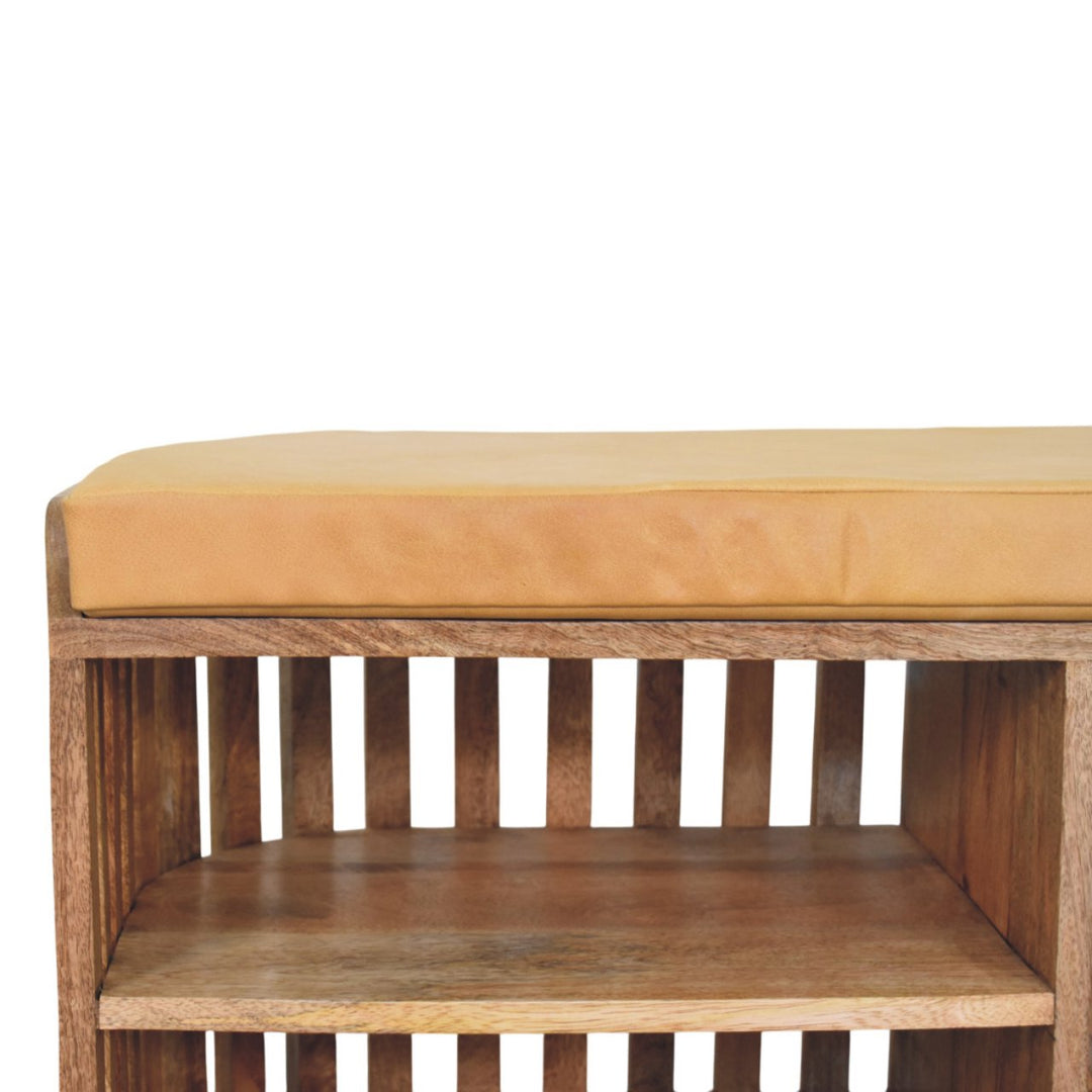Slatted Oak-ish Bench with 3 slots
