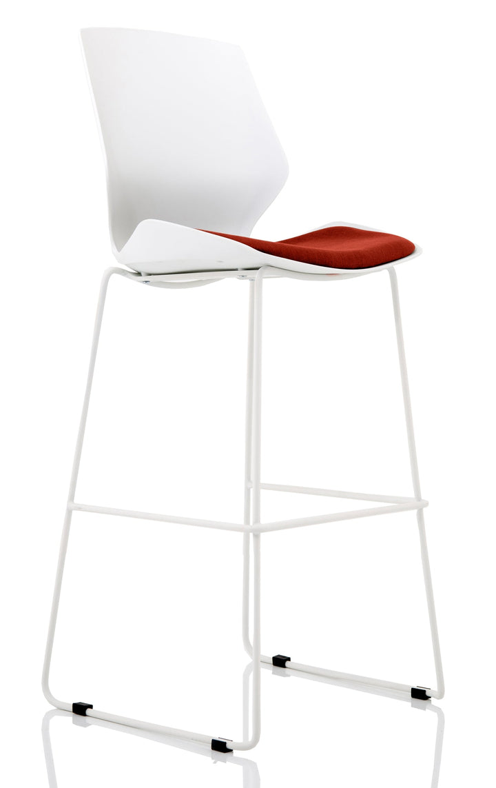 Florence White Frame Fabric Seat High Stool Chair