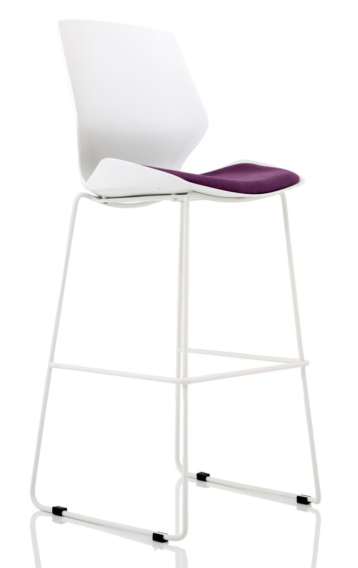 Florence White Frame Fabric Seat High Stool Chair