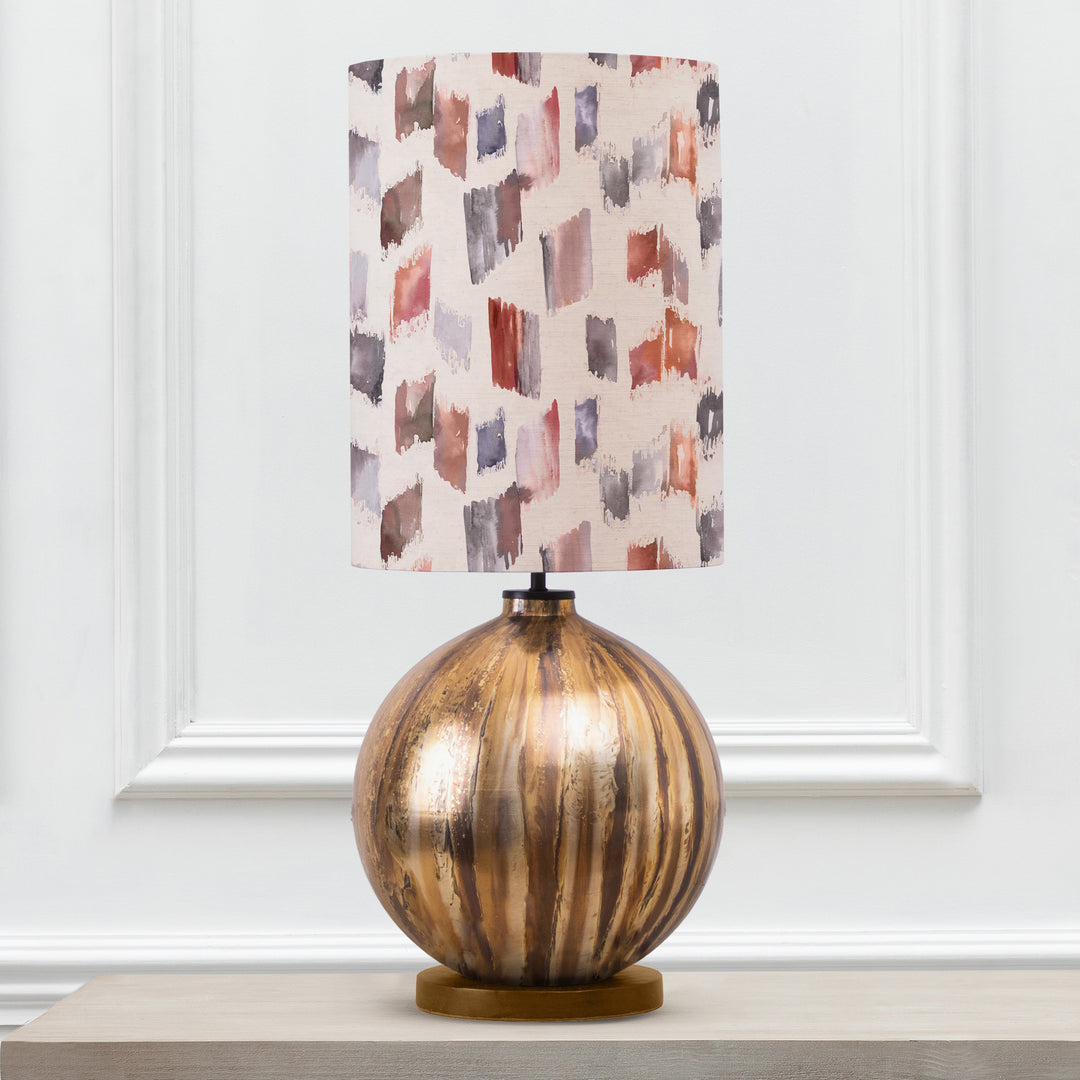 BELINA TABLE LAMPBASE GLASS/ARWEN ANNA 33X45CM LAMPSHADE ROSEWATER
