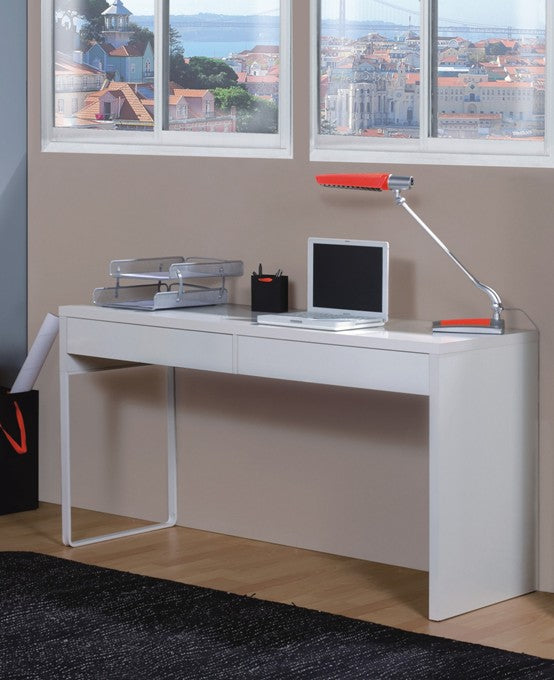 Tulip White Gloss 2 Drawer Desk