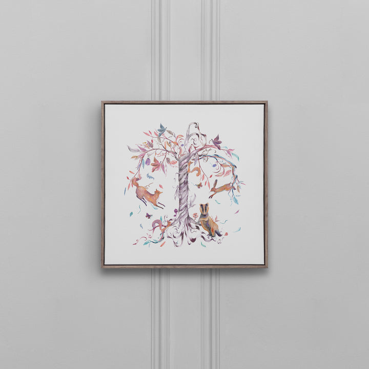FRAMED CANVAS STONE LEAPING INTO THE FAUNA 49X49