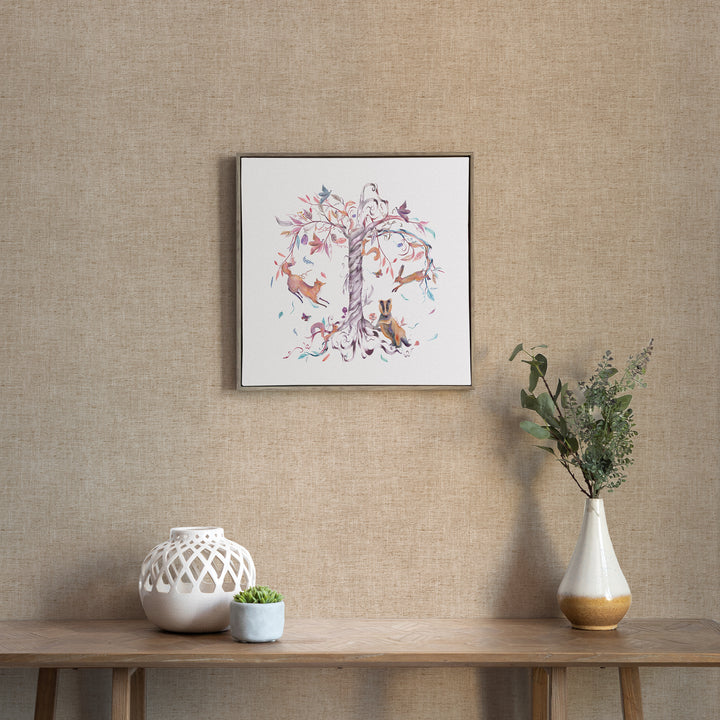 FRAMED CANVAS STONE LEAPING INTO THE FAUNA 49X49