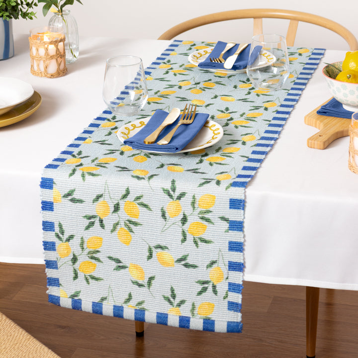 LEMONS 230X35 TABLE RUNNER BLUE