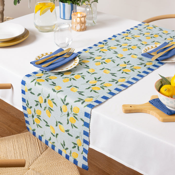 LEMONS 230X35 TABLE RUNNER BLUE