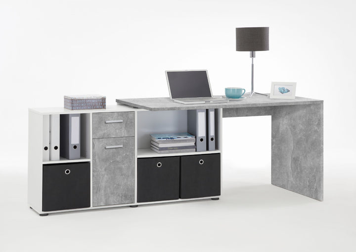 Lily Concrete Grey and White Corner Desk